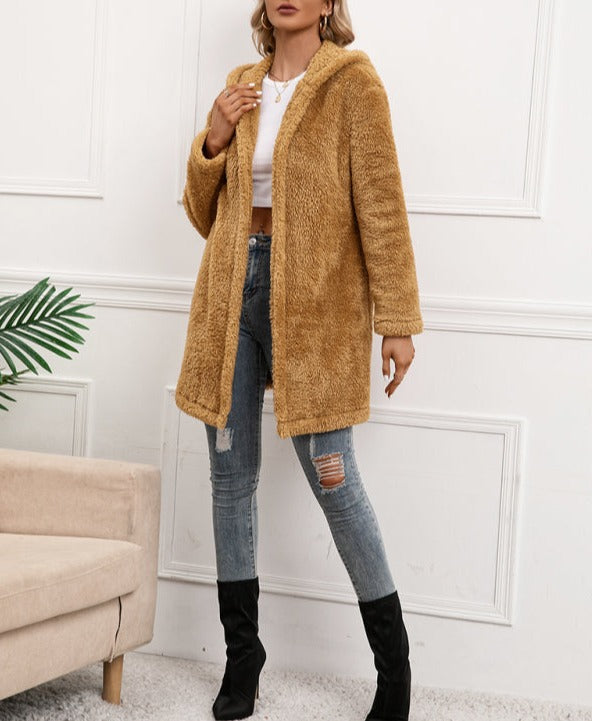 Fleece Cardigan Hooded Coat