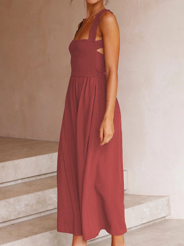 Solid Color Cotton Linen Sling Dress