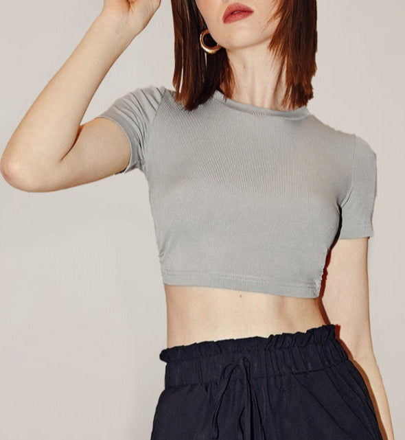 Round Collar Hollow-Back Strap Top