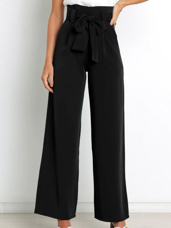 Versatile Tie Wide Leg Trousers