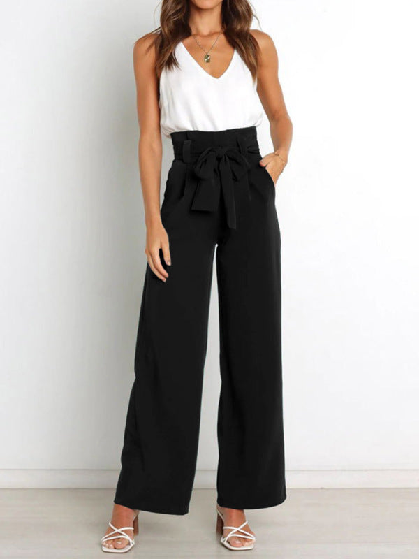 Versatile Tie Wide Leg Trousers