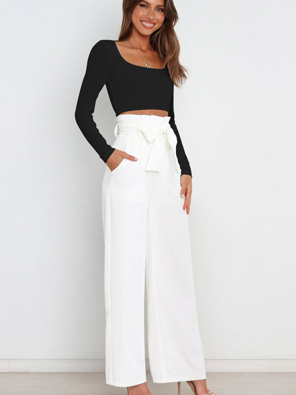 Versatile Tie Wide Leg Trousers