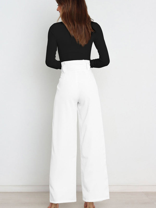 Versatile Tie Wide Leg Trousers