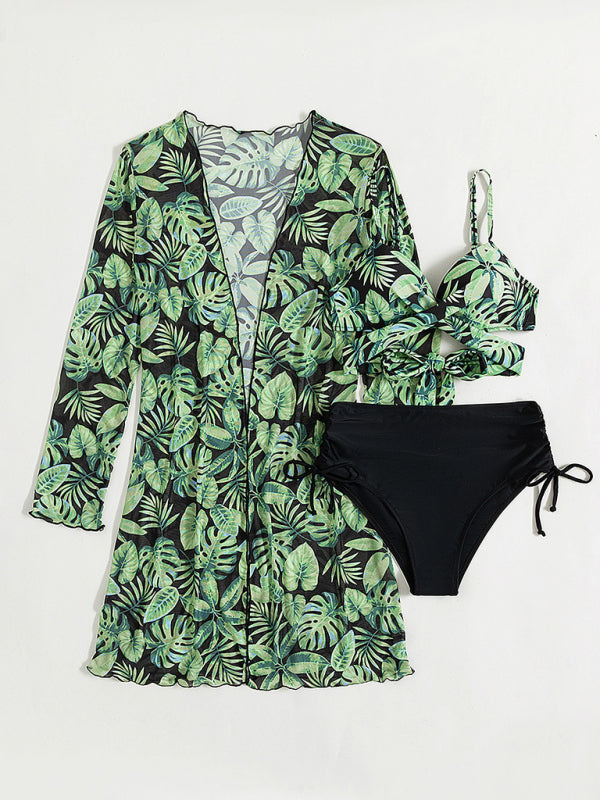 Tropical Print Bikini (Three-Piece set)