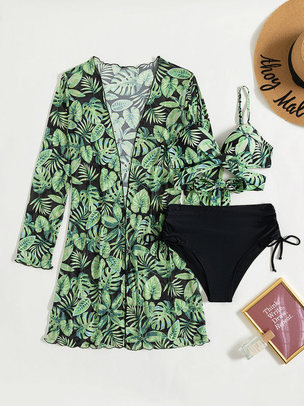 Tropical Print Bikini (Three-Piece set)