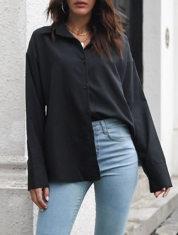 Long Sleeve Drop Shoulder Shirt With Sleeve Button Detail