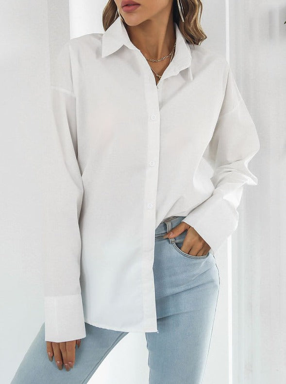 Long Sleeve Drop Shoulder Shirt With Sleeve Button Detail