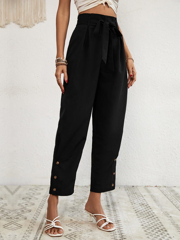 High-Waist Woven Commuter Cropped Trousers