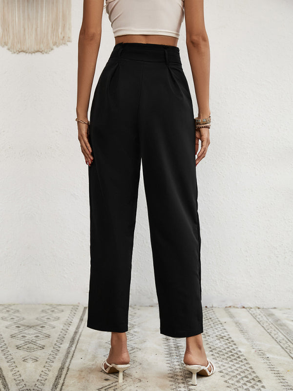 High-Waist Woven Commuter Cropped Trousers