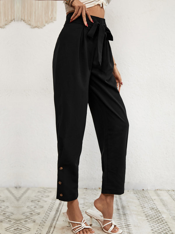 High-Waist Woven Commuter Cropped Trousers