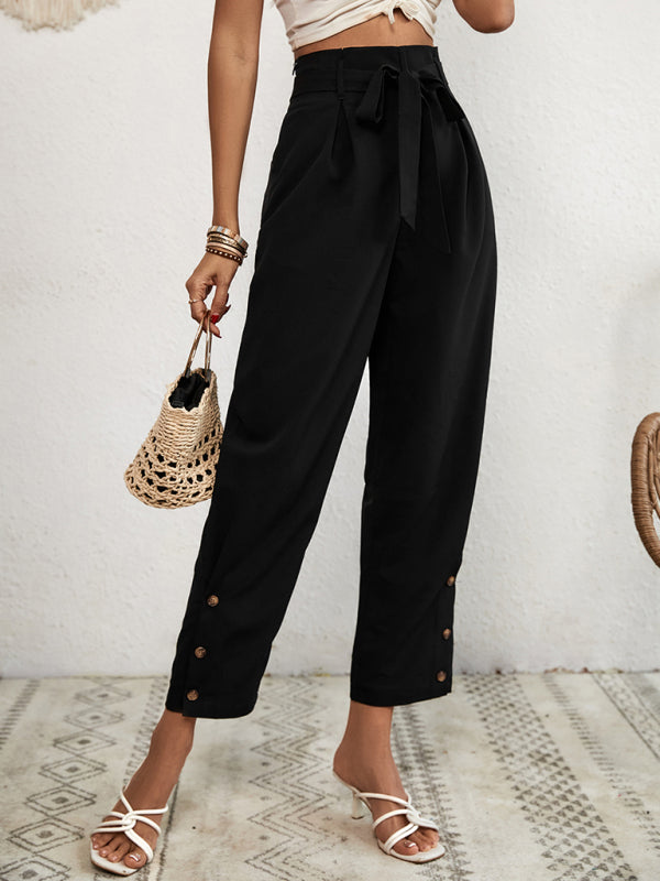 High-Waist Woven Commuter Cropped Trousers