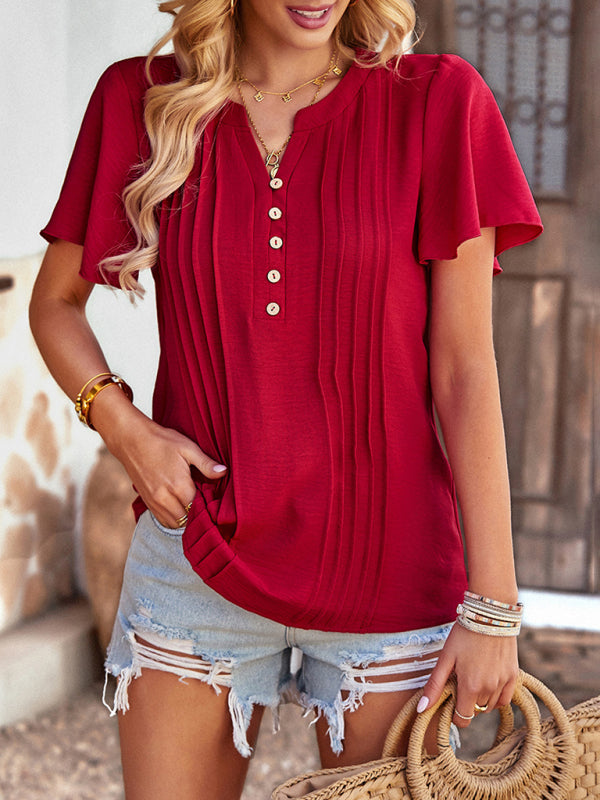 V Neck Casual Short Sleeve Top