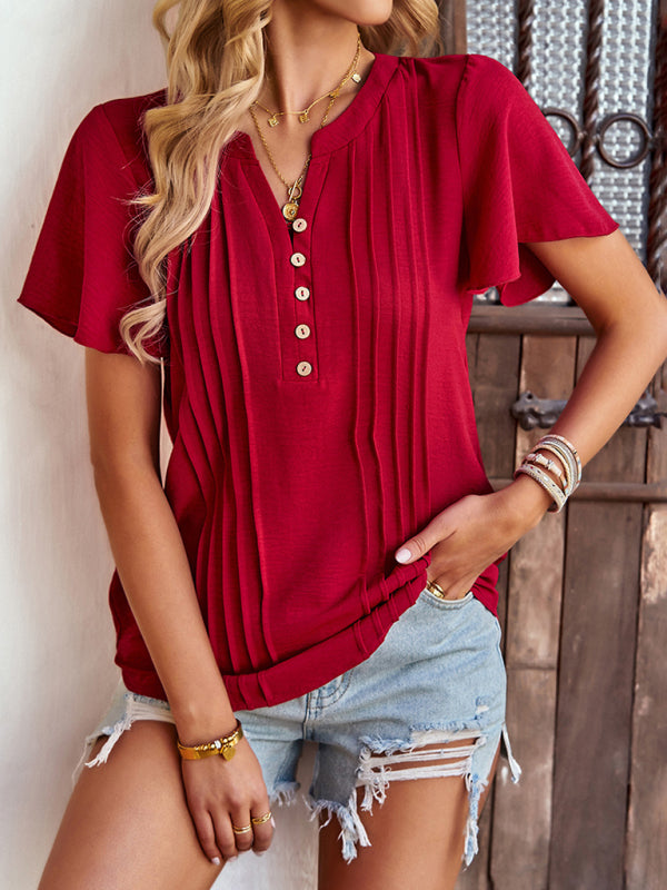 V Neck Casual Short Sleeve Top