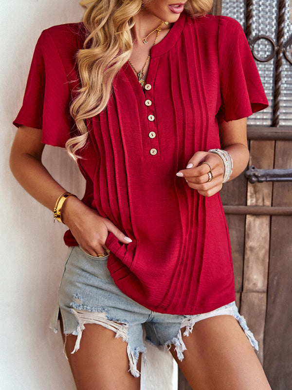 V Neck Casual Short Sleeve Top