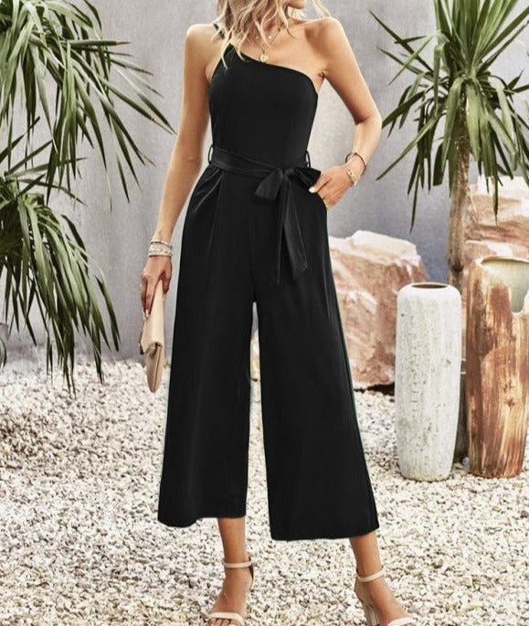 One-Shoulder Tie Jumpsuit