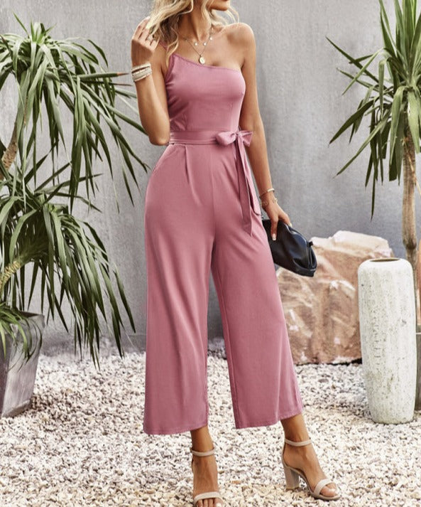 One-Shoulder Tie Jumpsuit