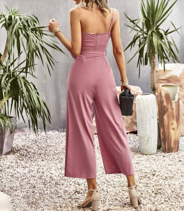 One-Shoulder Tie Jumpsuit