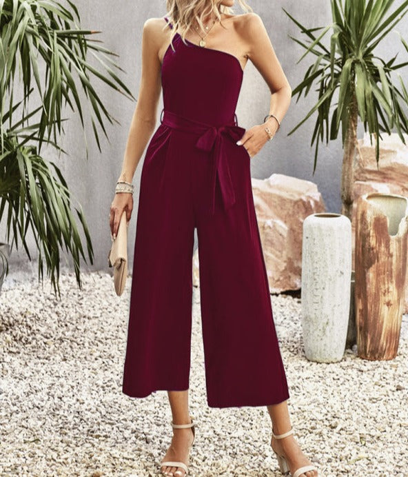 One-Shoulder Tie Jumpsuit