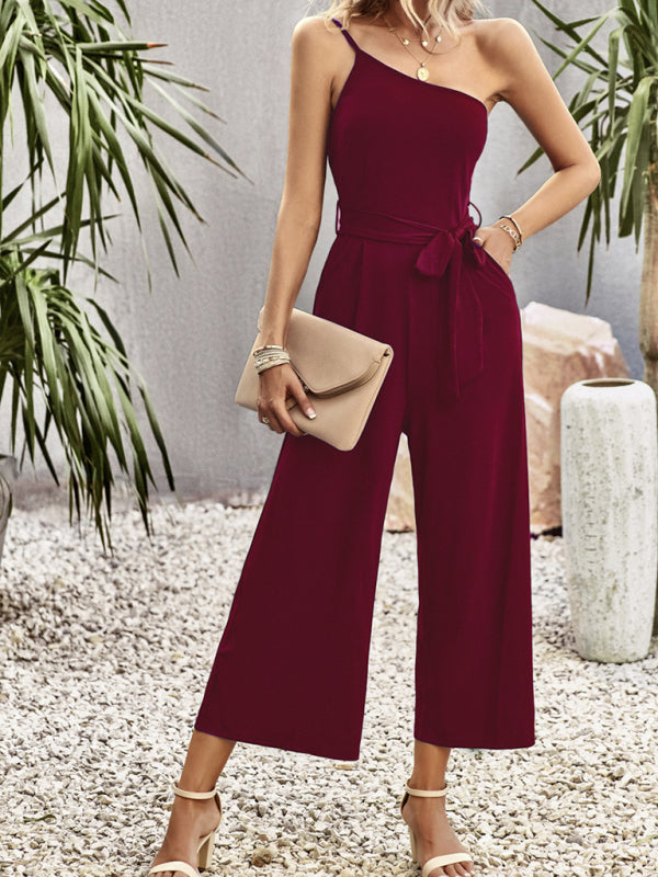 One-Shoulder Tie Jumpsuit