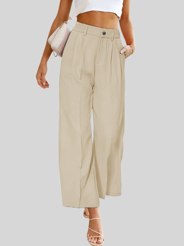 High Waist Button Down Trousers With Pockets