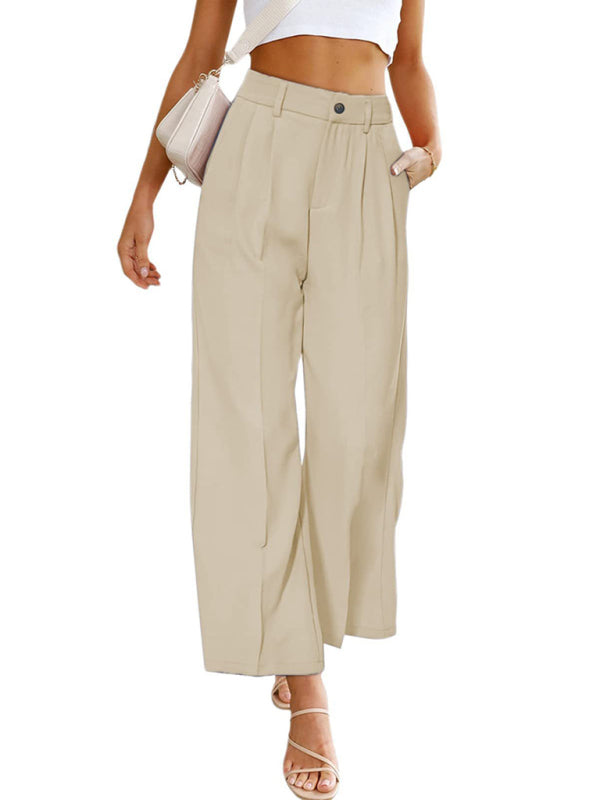 High Waist Button Down Trousers With Pockets