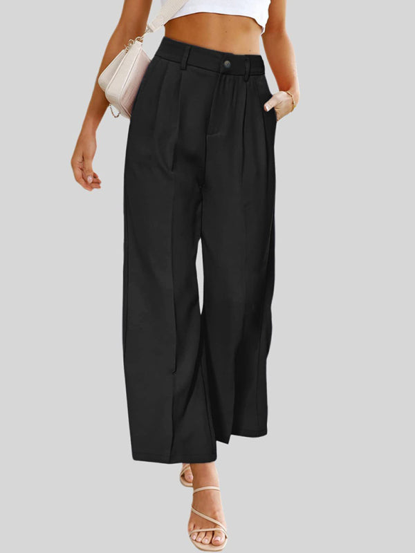 High Waist Button Down Trousers With Pockets