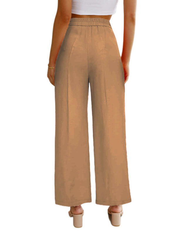 High Waist Button Down Trousers With Pockets