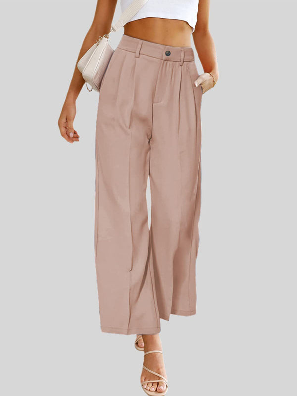 High Waist Button Down Trousers With Pockets