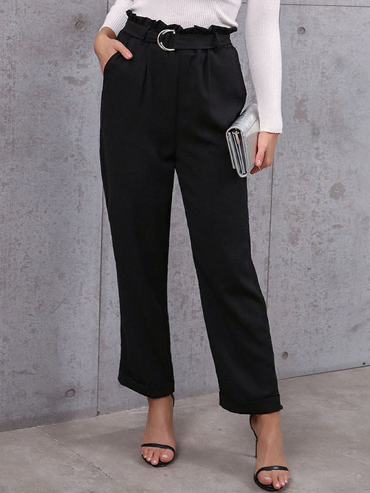 Commuter Style Lace-Up Nine-Point Pants