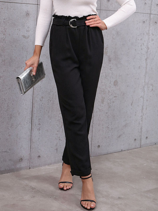 Commuter Style Lace-Up Nine-Point Pants