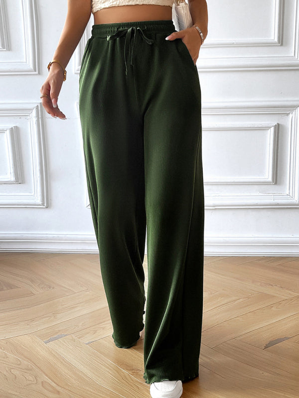 Loose and Casual Solid Wide Leg Trousers