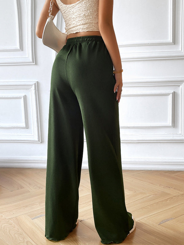 Loose and Casual Solid Wide Leg Trousers