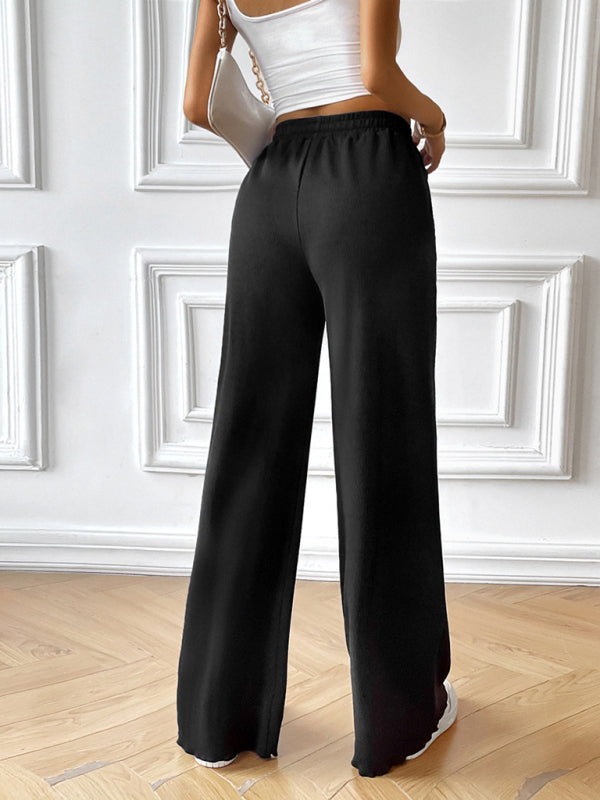 Loose and Casual Solid Wide Leg Trousers