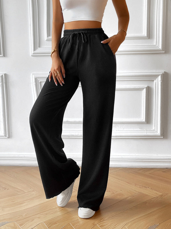 Loose and Casual Solid Wide Leg Trousers