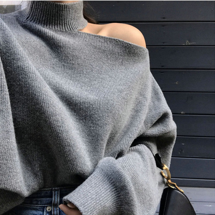 Chic Temperament Hollow Off-Shoulder Sweater