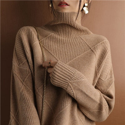 Pullover Knitted High Collar Sweater