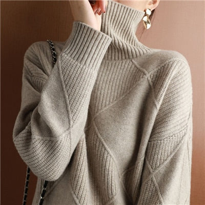 Pullover Knitted High Collar Sweater