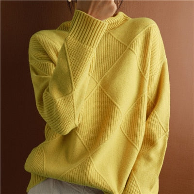 Pullover Knitted High Collar Sweater